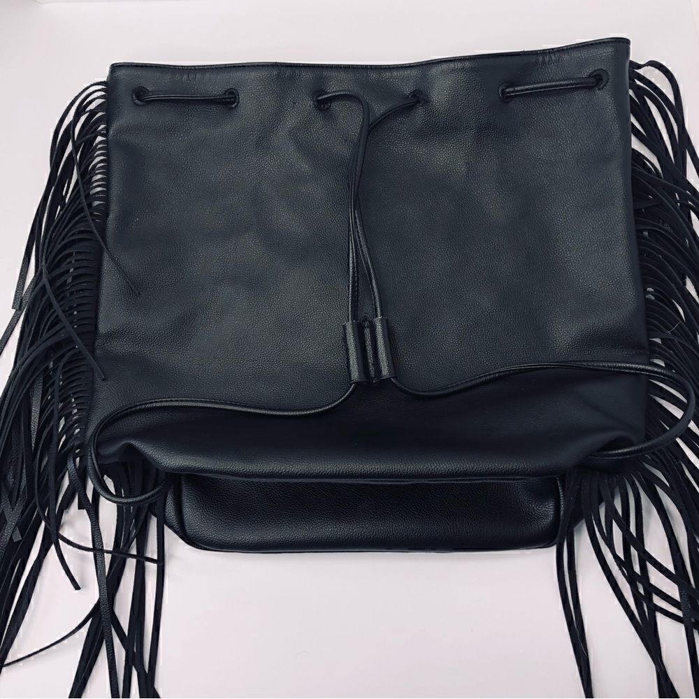 Victoria’s Secret Black Leather Fringe Backpack - Picture 5 of 9